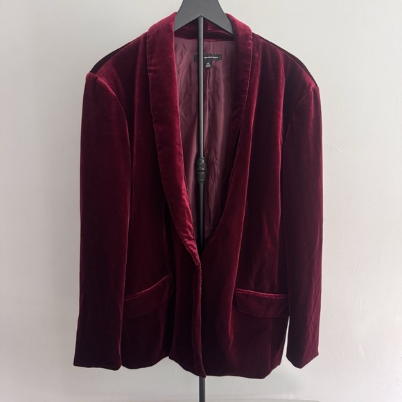 INC Intl Concepts Velvet Blazer Jacket 2XL Burgundy Red Party Holiday Luxe - Picture 1 of 10